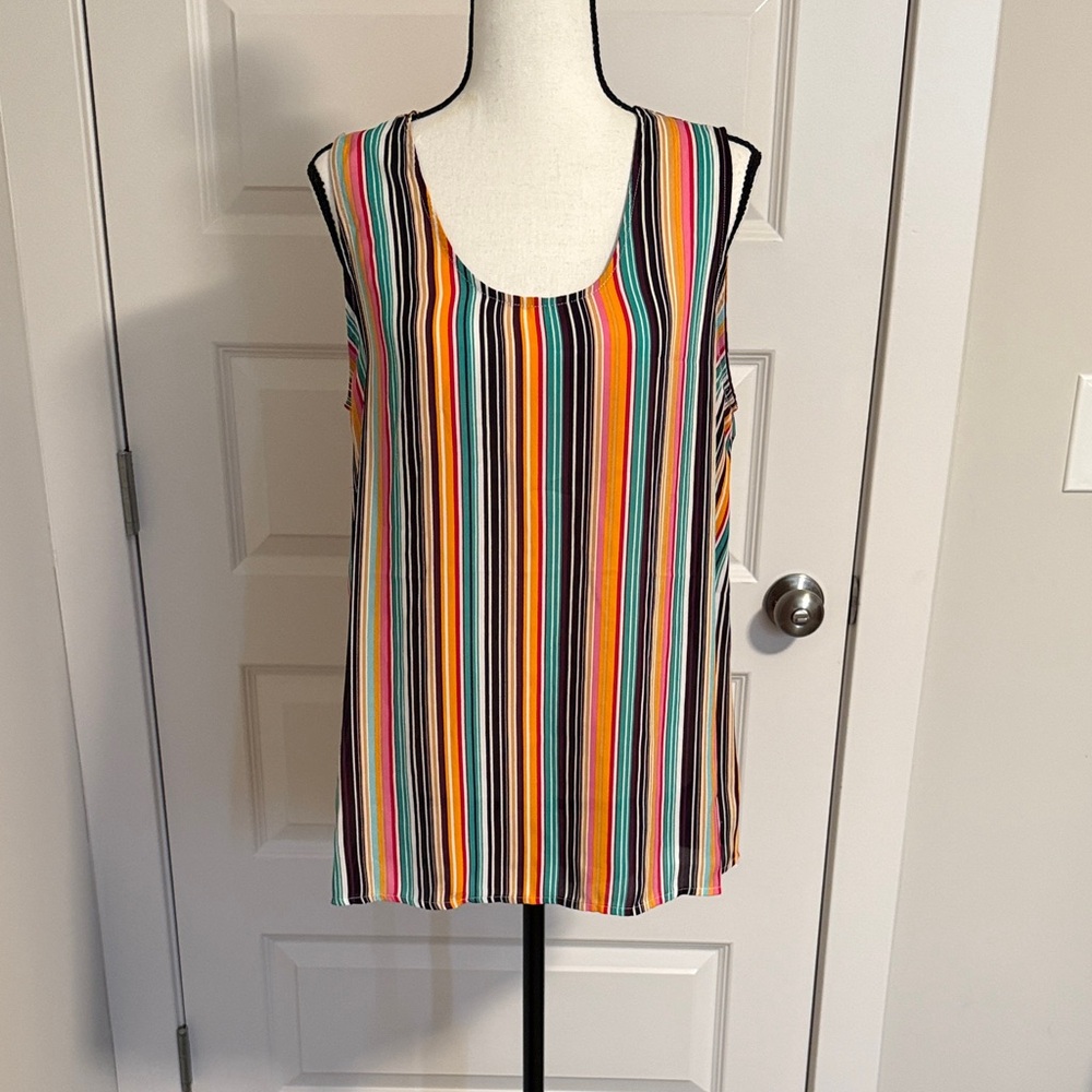 W5| Colorful Striped  Flowy Sleeveless Tank Top